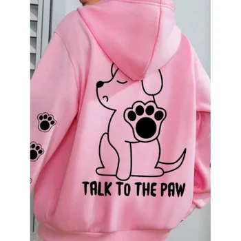 2025 الأوروبية والأمريكية الساخن بيع مطبوعة الكلب الحوار باو هوديي البلوز موضة الاتجاه بلوزة فضفاضة 3