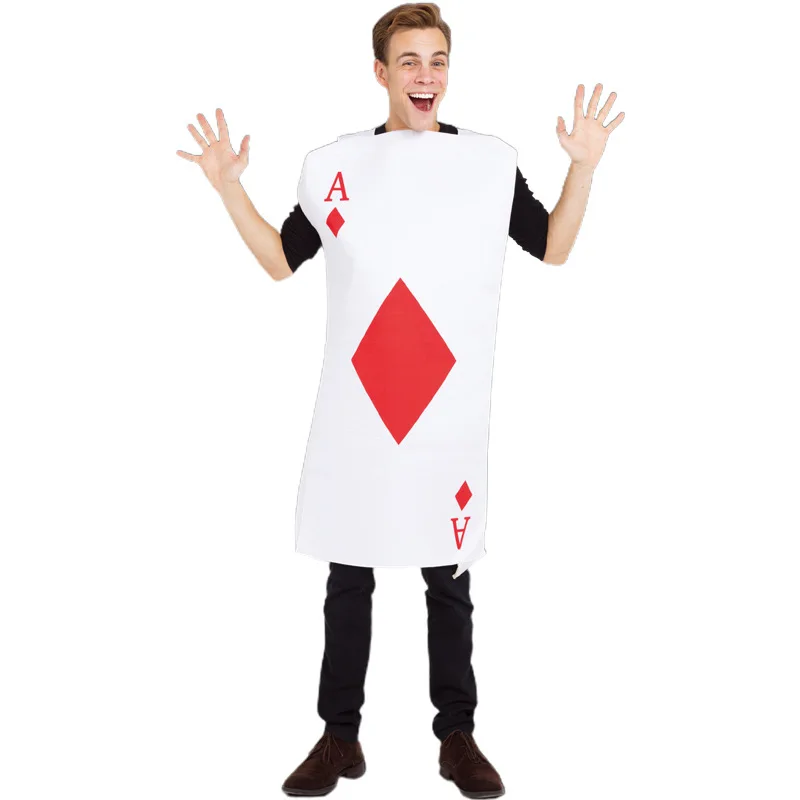 Unisex Adult Men Women Ace Of Spades Diamonds Poker Playing Card Costume Cosplay Funny Purim Halloween Party Fancy Dress Tunic