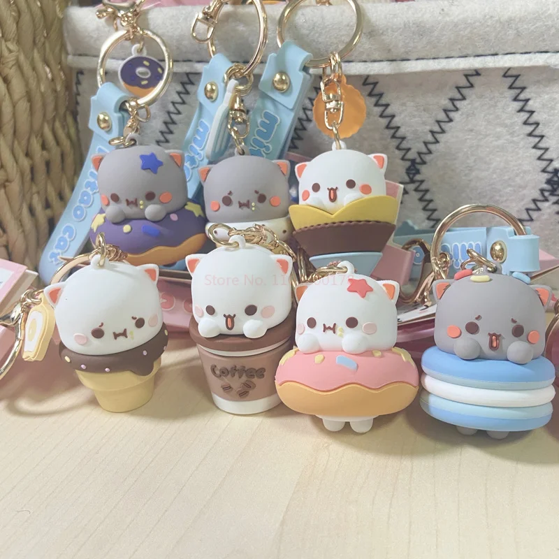 

Kawaii Mitao брелок для ключей оригинальный Mitao Кот фигурка Рюкзак Подвеска Аниме фигурки животных модель девочки детский подарок украшение