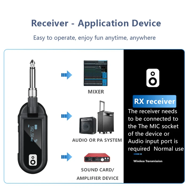 M02 UHF 무선 시스템 송신기 및 리시버, 베이스 일렉트릭 피아노 키보드 악기 일렉트릭 드럼