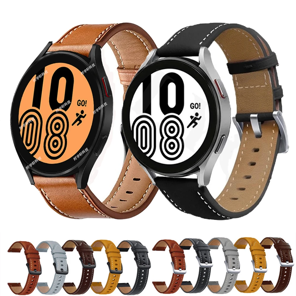 

Ремешок кожаный для Samsung Galaxy Watch 4 Classic 42 мм 46 мм/Watch 4 40 мм 44 мм/Gear S2/Active 2, спортивный браслет для наручных часов, 20 мм