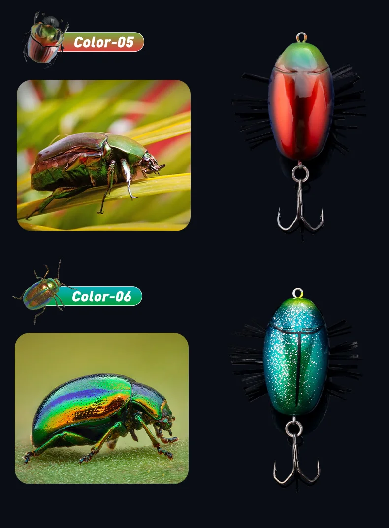 Kingdom Microbeetle MicroBug 1,8 g 3,3 g 23 mm 29 mm künstliche Bionik harte Köder Topwater Insekt schwimmende Wobbler Angelköder – Detail 9