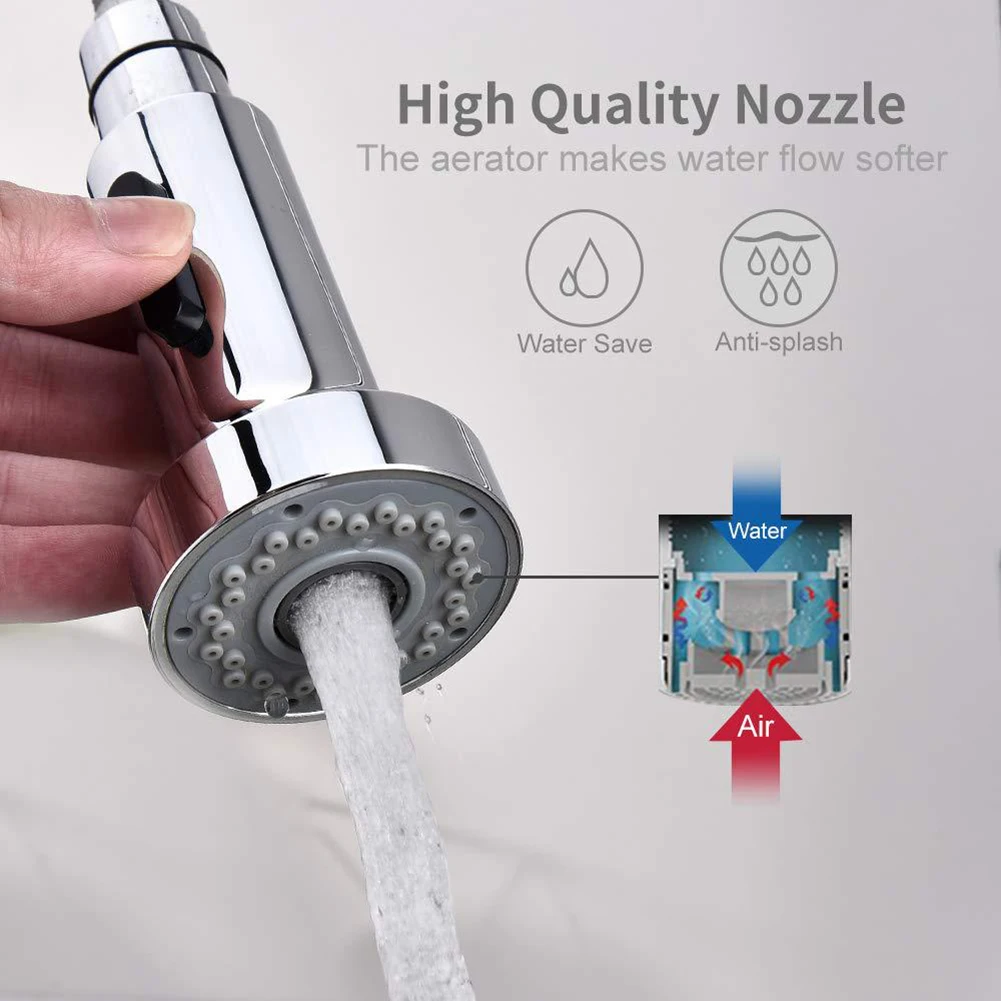 

Two-speed Pull Sprinkler Kitchen Faucets 100*50*20mm Anti-corrosion Anti-rust Treatment Brushed Electroplating