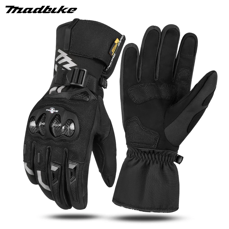 MAD BIKE Long Motorcycle Gloves Waterproof Windproof Warm Riding Gloves Double Finger Touch Screen Gloves