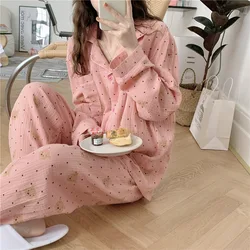 Polka Dot Long Sleeve Pajamas Spring and Autumn New Ins Cute Cardigan Ladies Home Leisure Suit pajama set women