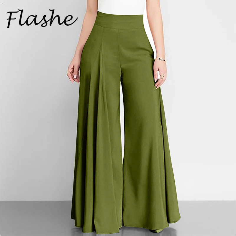 Women Elegant High Waist Wide Leg Pants Solid Loose Long Trousers Women Spring Autumn Casual Pants