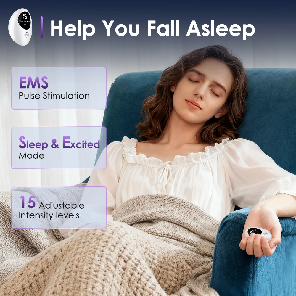 Handheld Sleep Aid Massage Device with Intelligent Pulse Stimulation for Anxiety & Insomnia Relief Nerve Soothing Technology