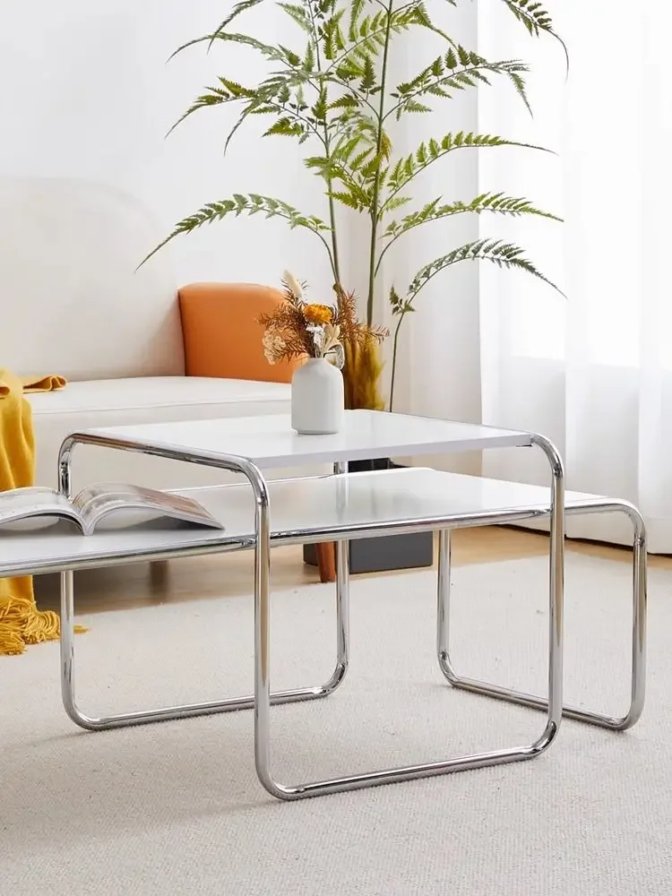 Minimalist Rectangular Nesting Tables for Living Room, Space-Saving Side Small Apartments Nordic Vintage Lazio Coffee Table Set