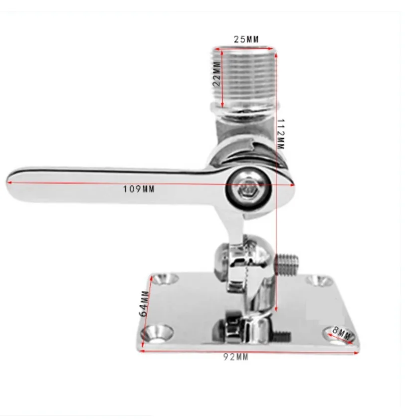 Marine VHF Antenna Mounts, 316 Stainless Steel Adjustable