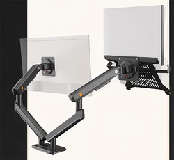 Dual Arm Gas Spring Monitor and Laptop Mount Stand, Adjustable for 17 - 27 Monitors and 10 - 17 Laptops, Load Capacity 2 - 9kg (A5C - FP)
