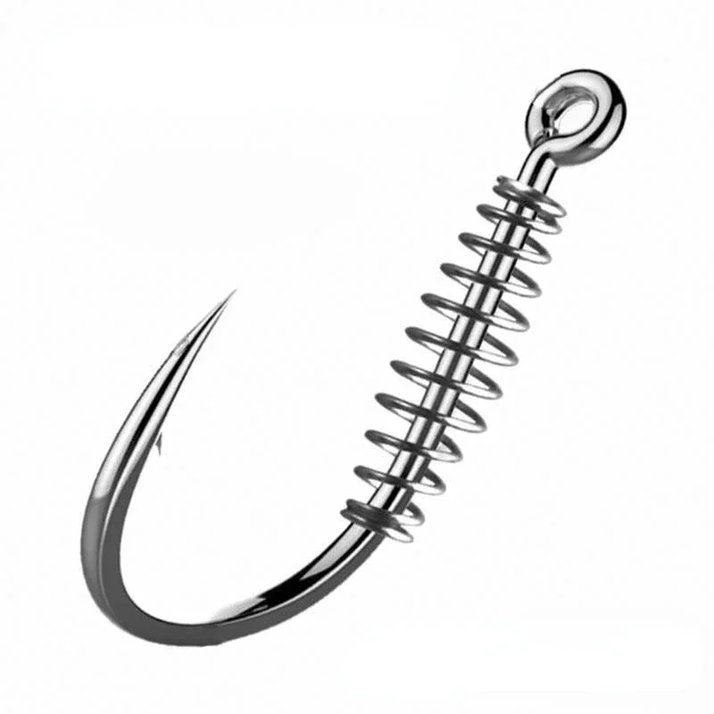 10Pcs/Lot Steel Fishing Hooks Barbed Swivel Carp Jig Fishhook Spring Hook  with Hole Fishing Tackle