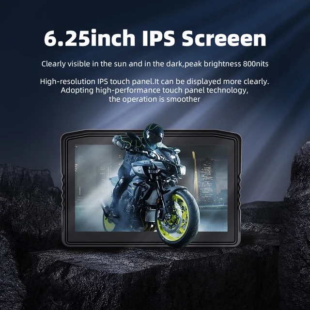 EKIY 6.25" Wireless CarPlay Moto Android Auto Portable Digital Dashboard Anti Theft Removable Screen GPS Motorcycle Navigation 5