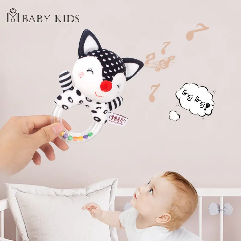 

Cute Creative Cartoon Animal Rattle Toy Baby Fox Elephant Hand Ring Bell 0-1 Years Old Early Education Grasping Toys Wholesale