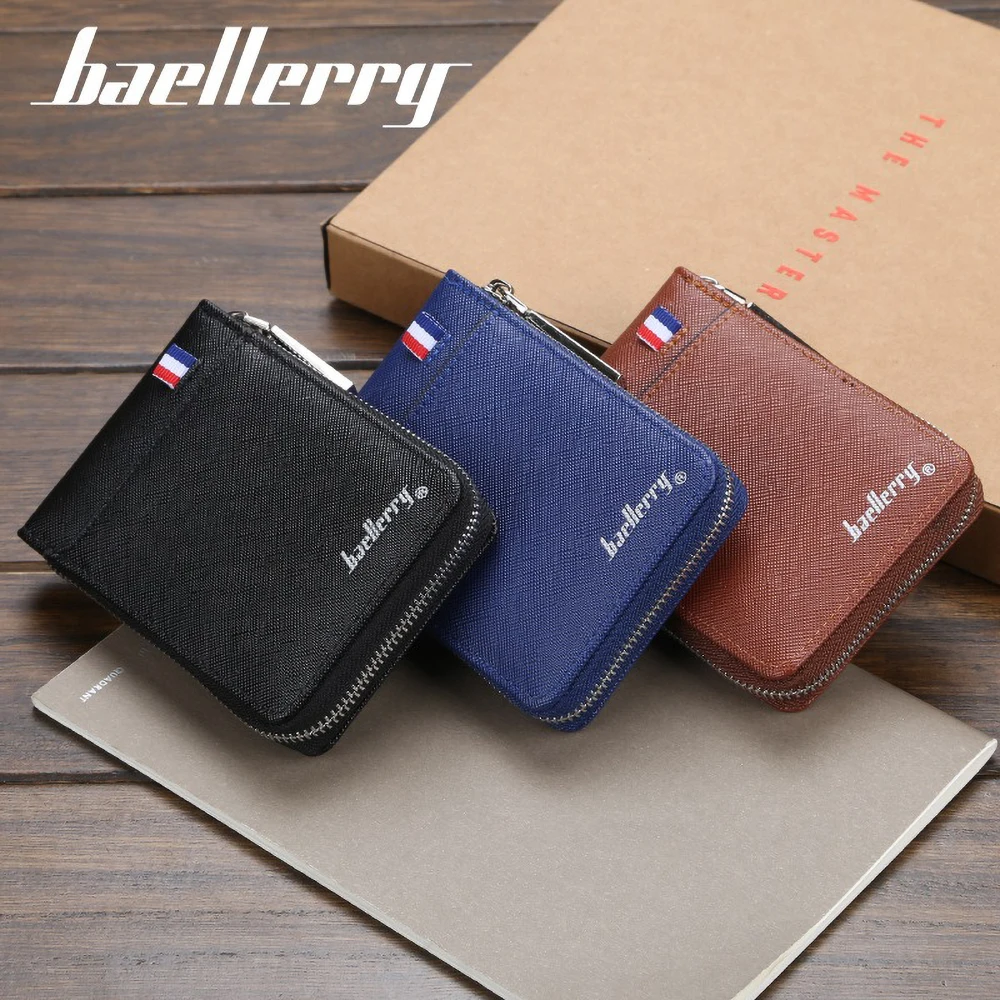 Baellerry Multifunctional Tech Wallet RFID Blocking Compact Zipper ID Holder Gift for Business Men