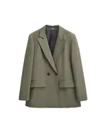 Women's Double Breasted Office Wear Blazer Coat, Long Sleeve, Flap Pockets, Female Outerwear, Chic Tops, Fashion - Image 5