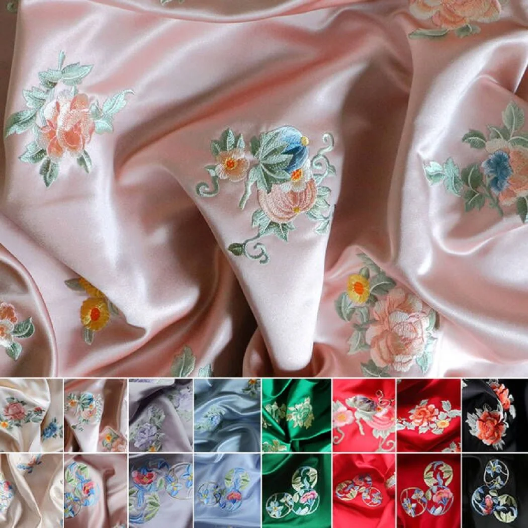 

Китайская высококачественная ткань с вышивкой, мягкое атласное платье, юбка-Ципао, Цветочная бабочка в стиле Tuanhua, ткань ханьфу