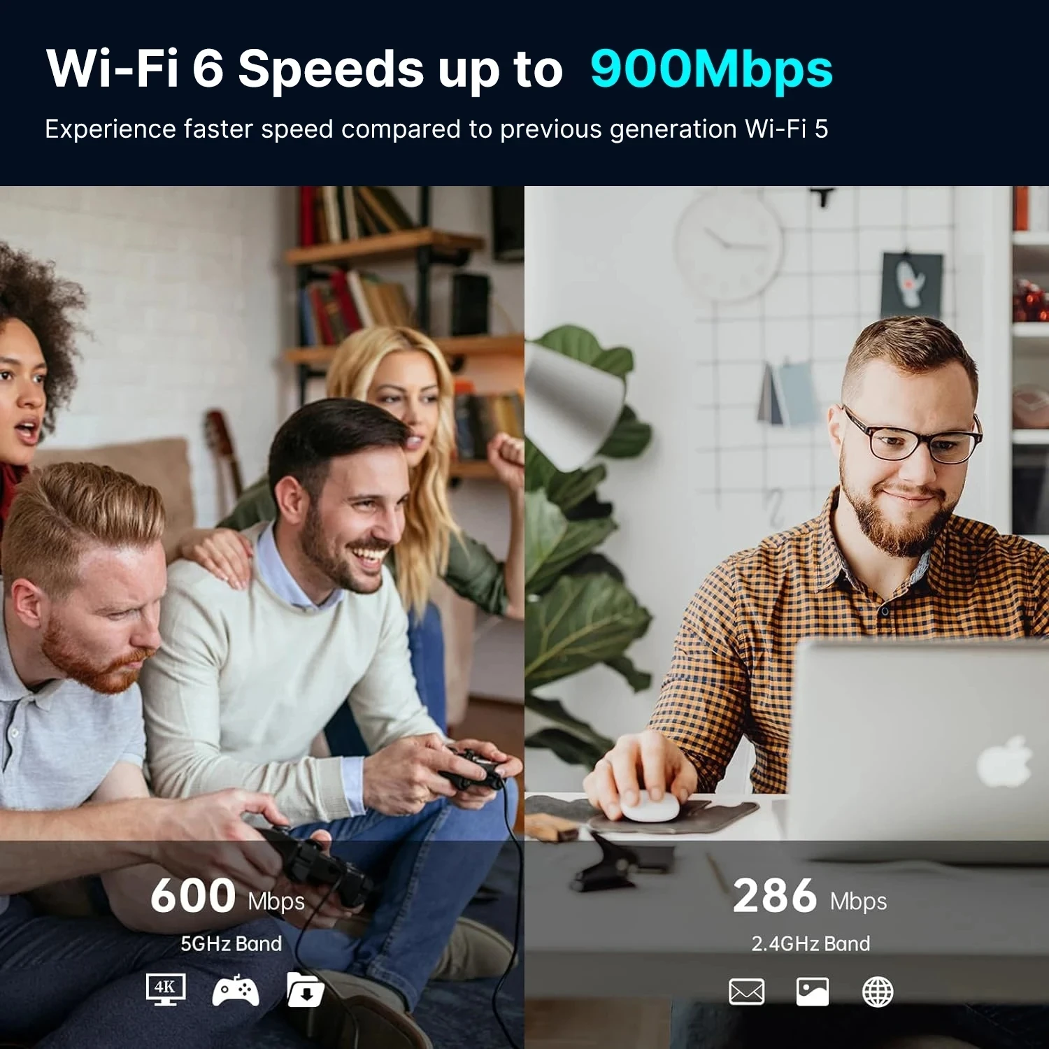 USB WiFi 6 어댑터 동글 AX900 듀얼 밴드 2.4G/5GHz USB WiFi 네트워크 무선 수신기 드라이버 무료 Windows 10/11