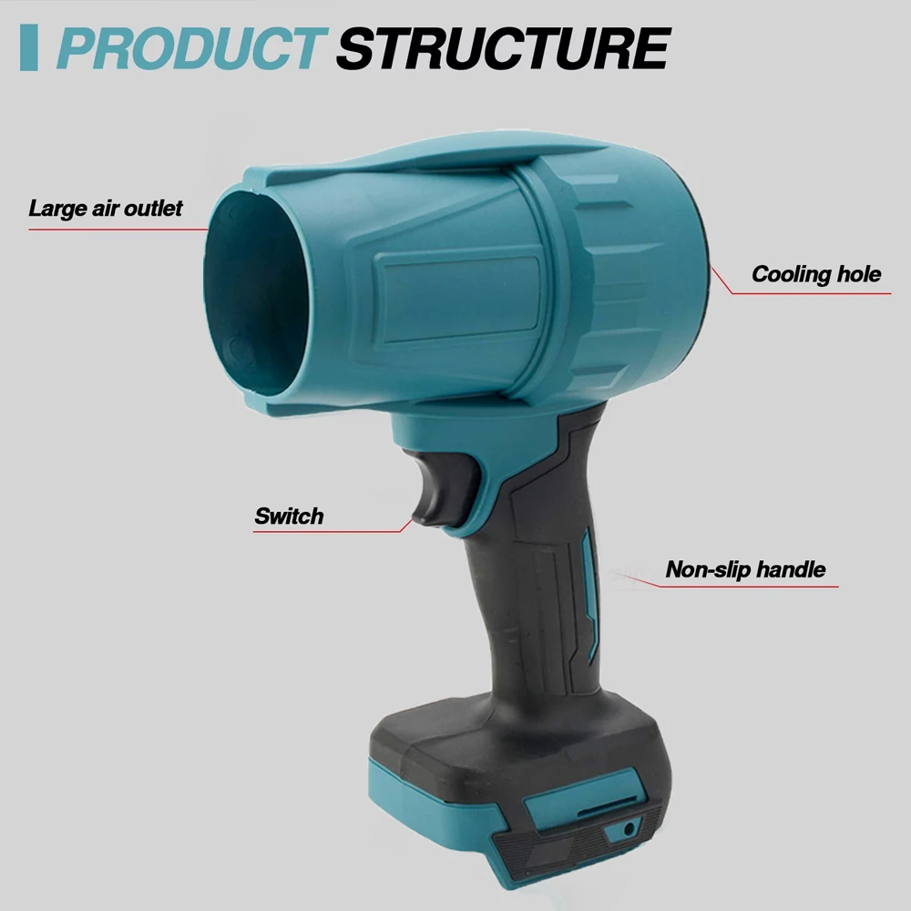 200M/S Kabelloser Hand-Turbogebläse-Ventilator, leistungsstarker elektrischer Staubbläser für Makita 18V Akku – Detail 2