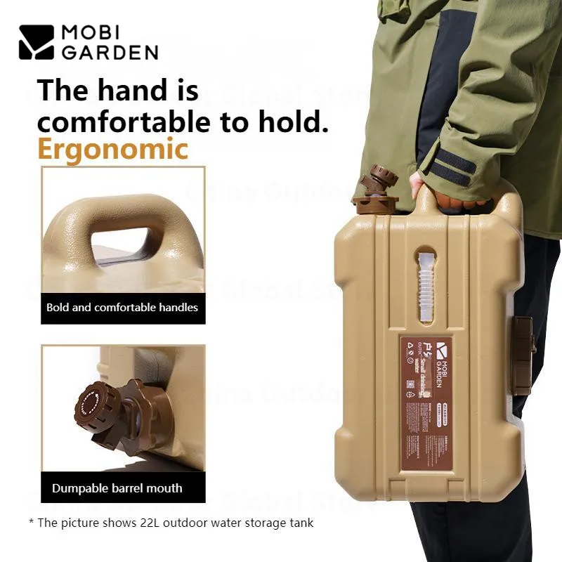 MOBI GARDEN 물탱크 13L/22L 수도꼭지 포함 초경량 휴대용 야외 캠핑 버킷 식품 등급 PE 여행 캠핑 장비