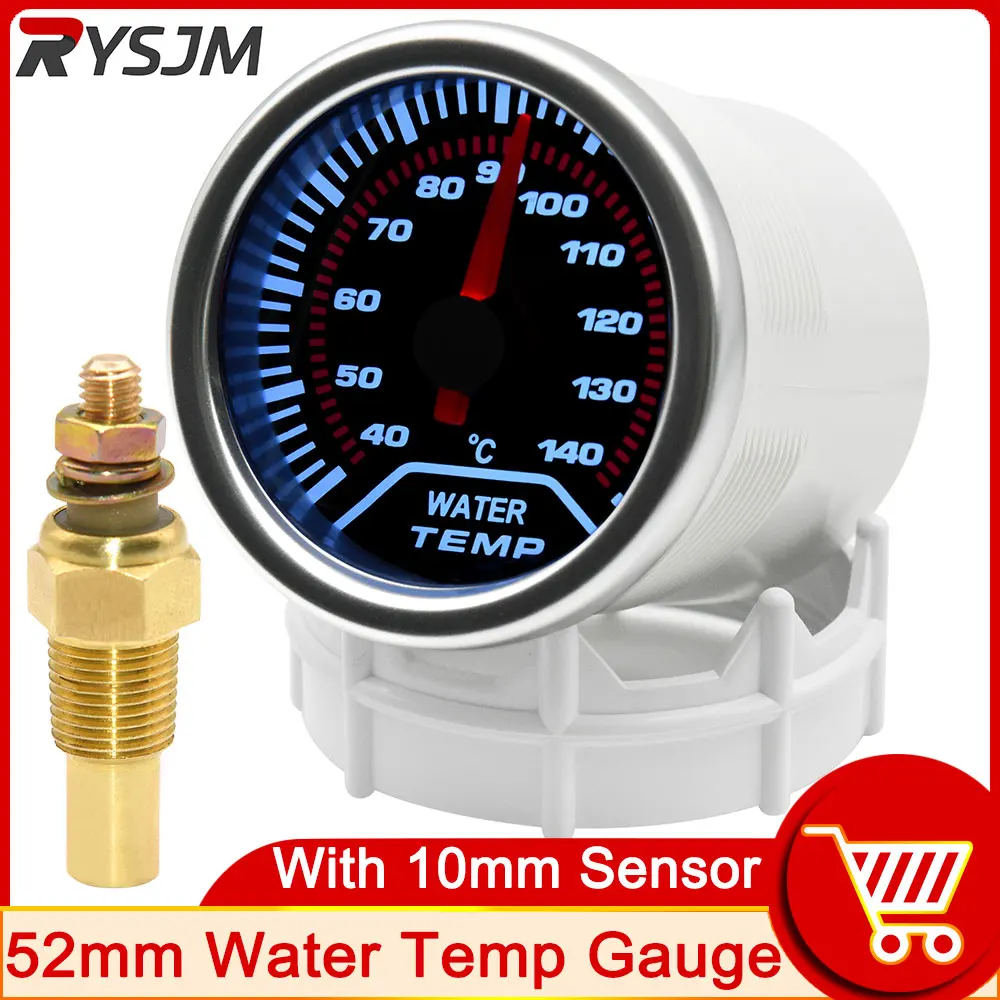 KUS Watertemperatuur, temperatuurmeter, meter, 40-120 °C, met achtergrondverlichting 12 V/24 V, 52 mm