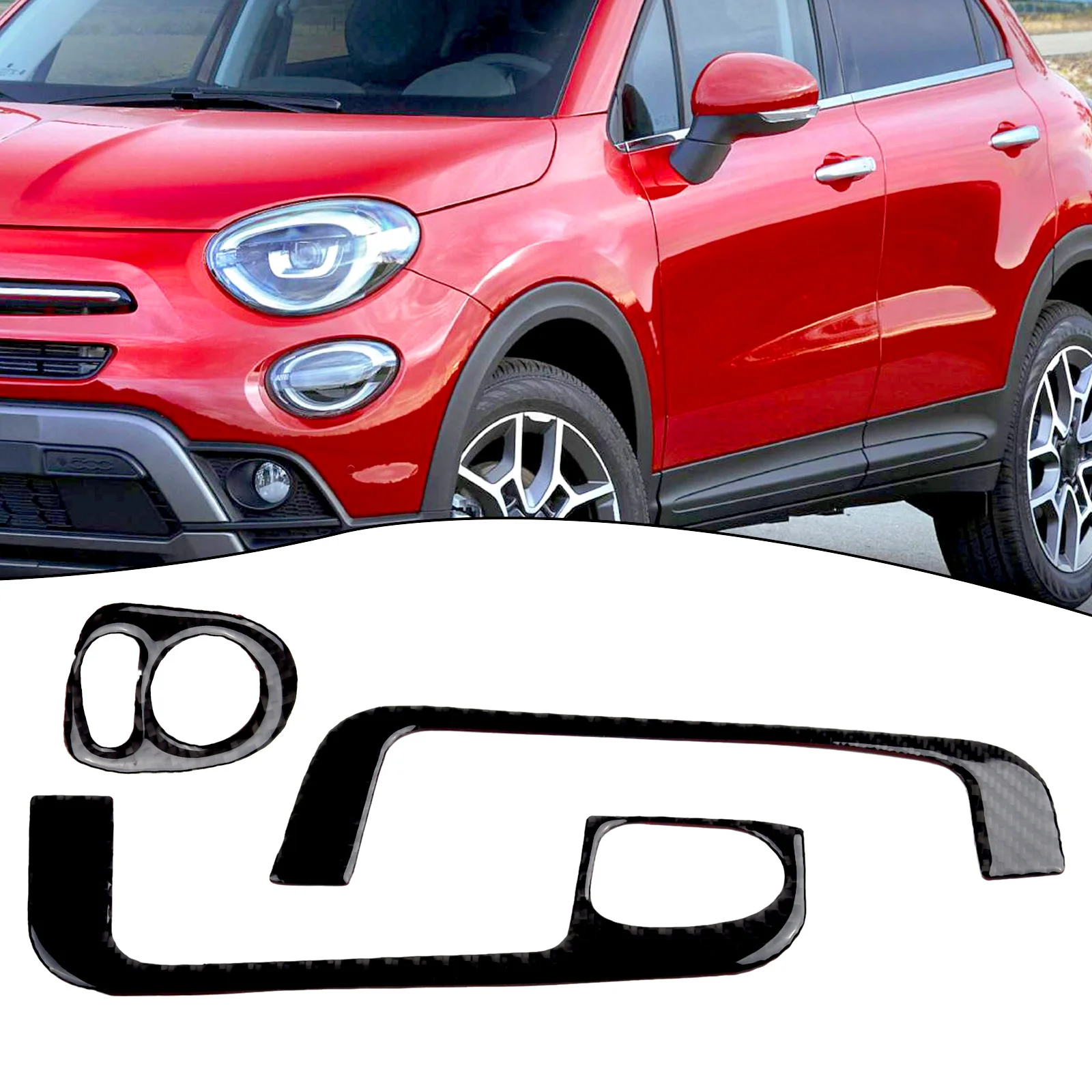 

Add a Touch of Luxury to Your For Fiat 500 2012 2015 with Carbon Fiber Glass Switch Panel Interior Trim (3pcs)