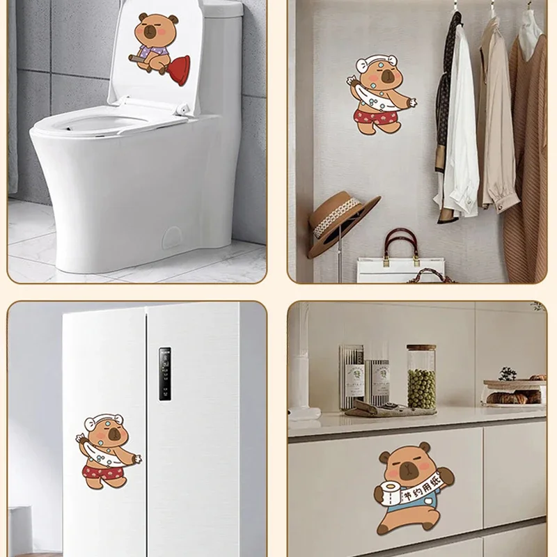 1/10PCS Toilet Deodorant Stickers Cartoon Animal Felt Poster Bathroom Flower Fragrance Odor Removal Sticker Toilet Sink Decor