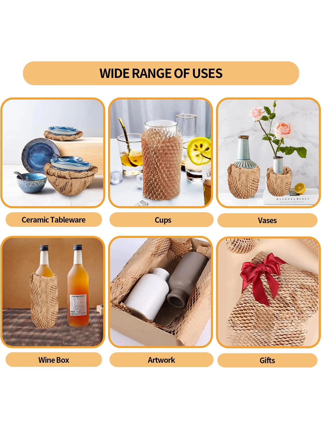 벌집 크래프트지, 운송용 완충 충돌 방지 포장지, 이동용품 벌집 크래프트지