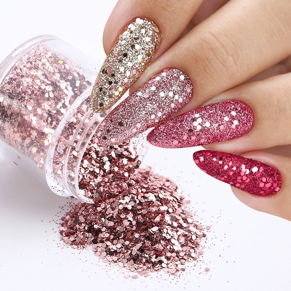 1 Jar iridescent Glitter Sequins Chunky Mixed Hexagon Sequins Powder  Manicures iridescent Sparkly Loose Glitter For Nails - AliExpress
