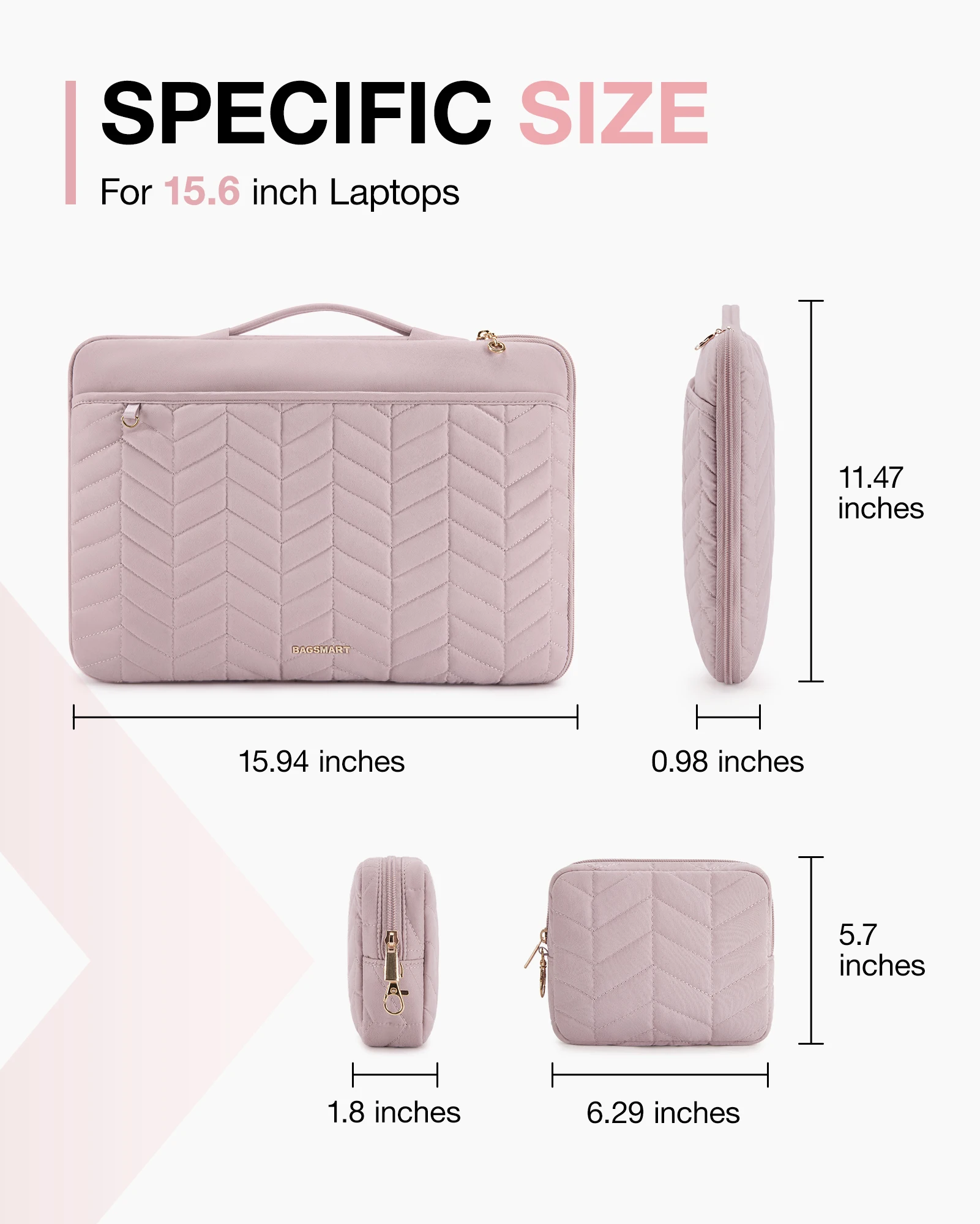 Bagsmart-laptop Case Bolsa para Macbook Air Ipad 15.6 Equipado com Dell hp Luva de Computador Portátil com Alça Bolsa Acolchoado Puffy - Imagem 6