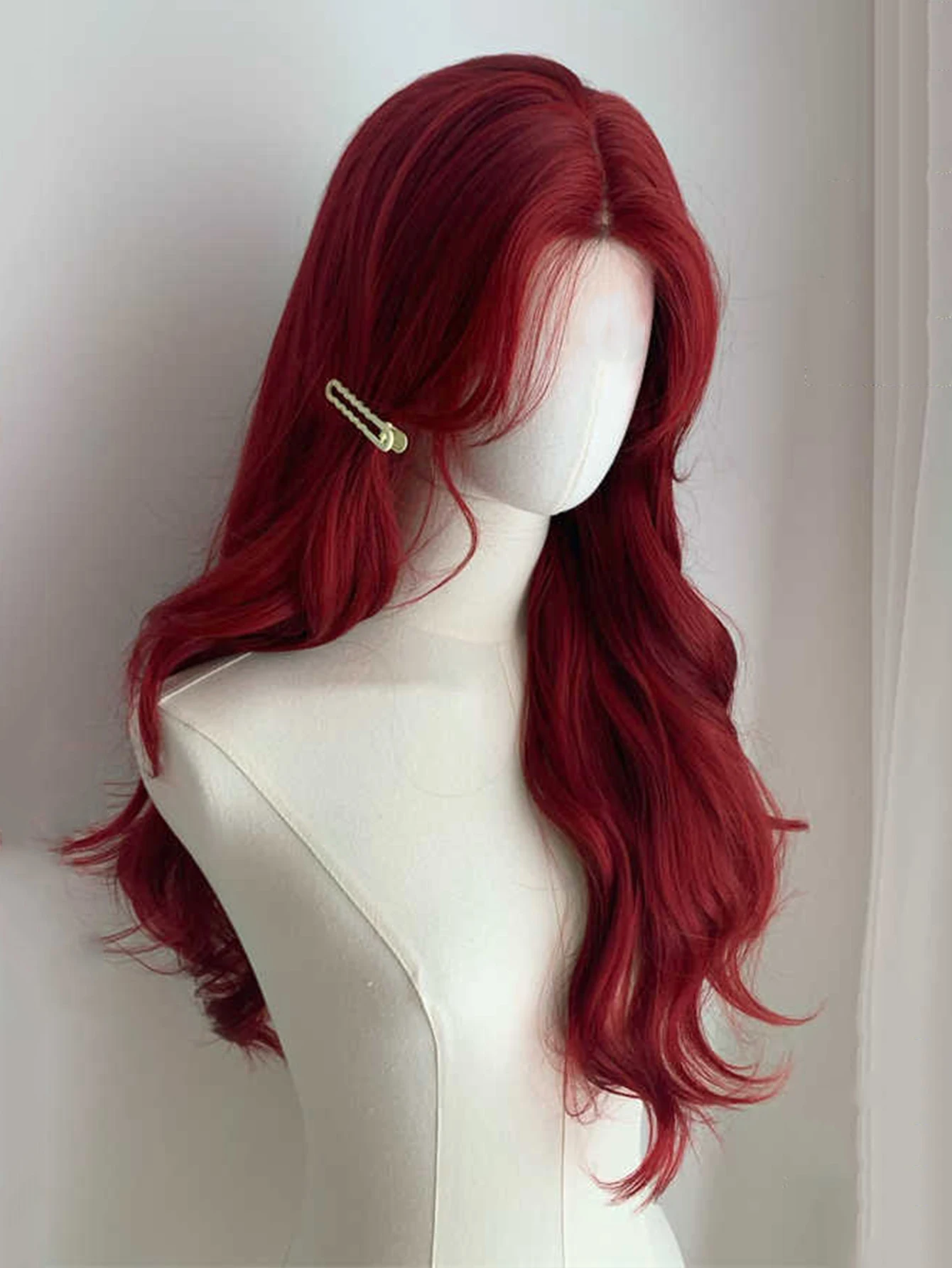 Red Synthetic Wavy Wig for Daily Cosplay Party