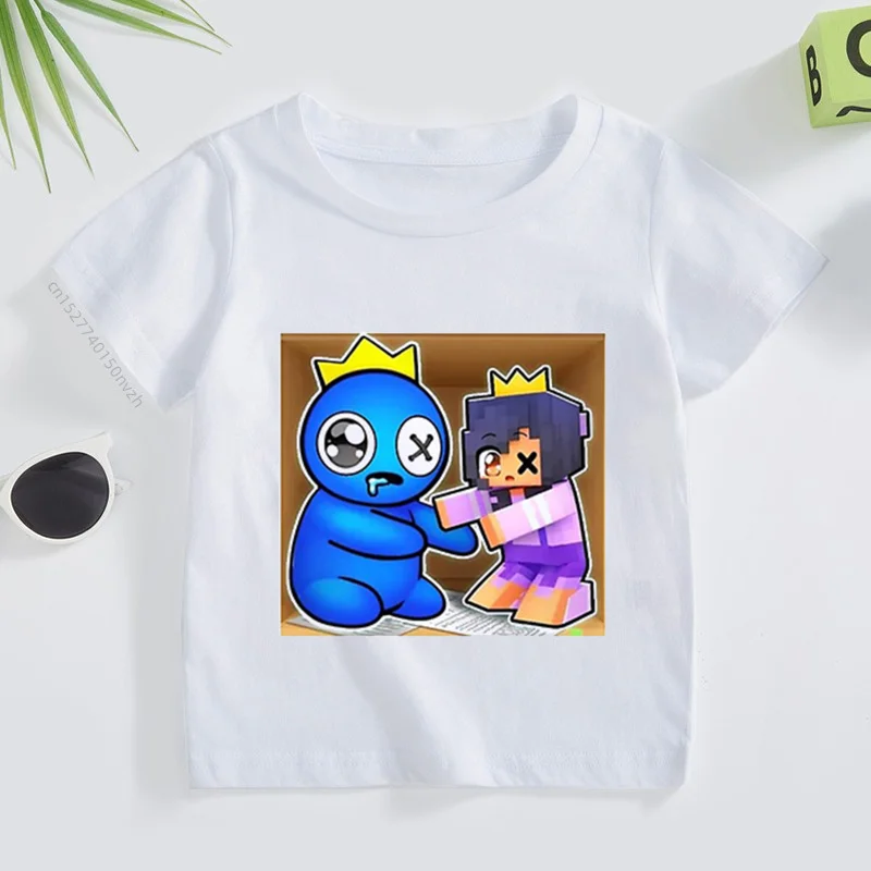 Verão Novo Estilo Menino Roblox Roupas De Bebê Menina Dos Desenhos Animados  Manga Curta T-Shirt Tops T Camisa Dos Miúdos 100% Algodão