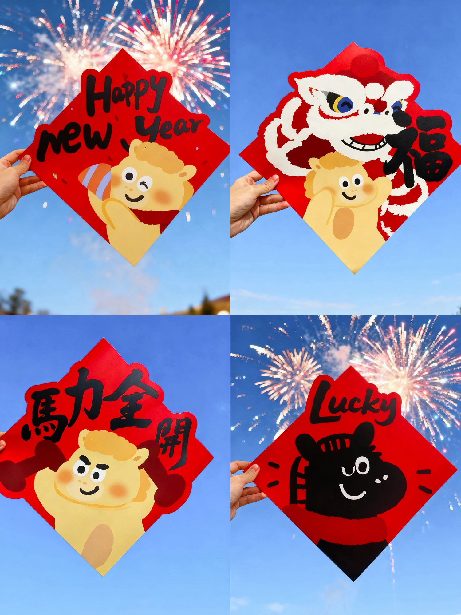 Soonee Little  새해 서예 문 스티커 장 재미있는 사진 축제 용품 선물 용품
