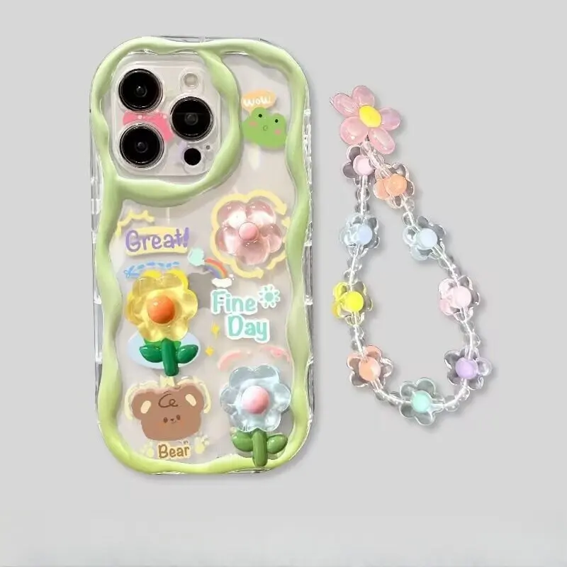 Enhanced 3D Flower Animal Phone Case with Chain