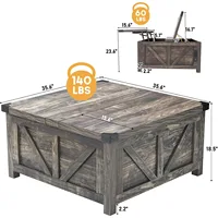 Farmhouse Lift Top Coffee Table with Storage, Wood Square Center Table with Charging Station&USB Ports, Home Office 2