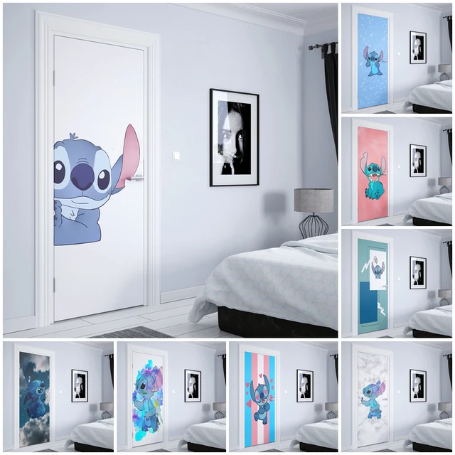 Disney-Autocollant mural graffiti CAN o & Stitch pour décoration de porte  de maison, sticker esthétique