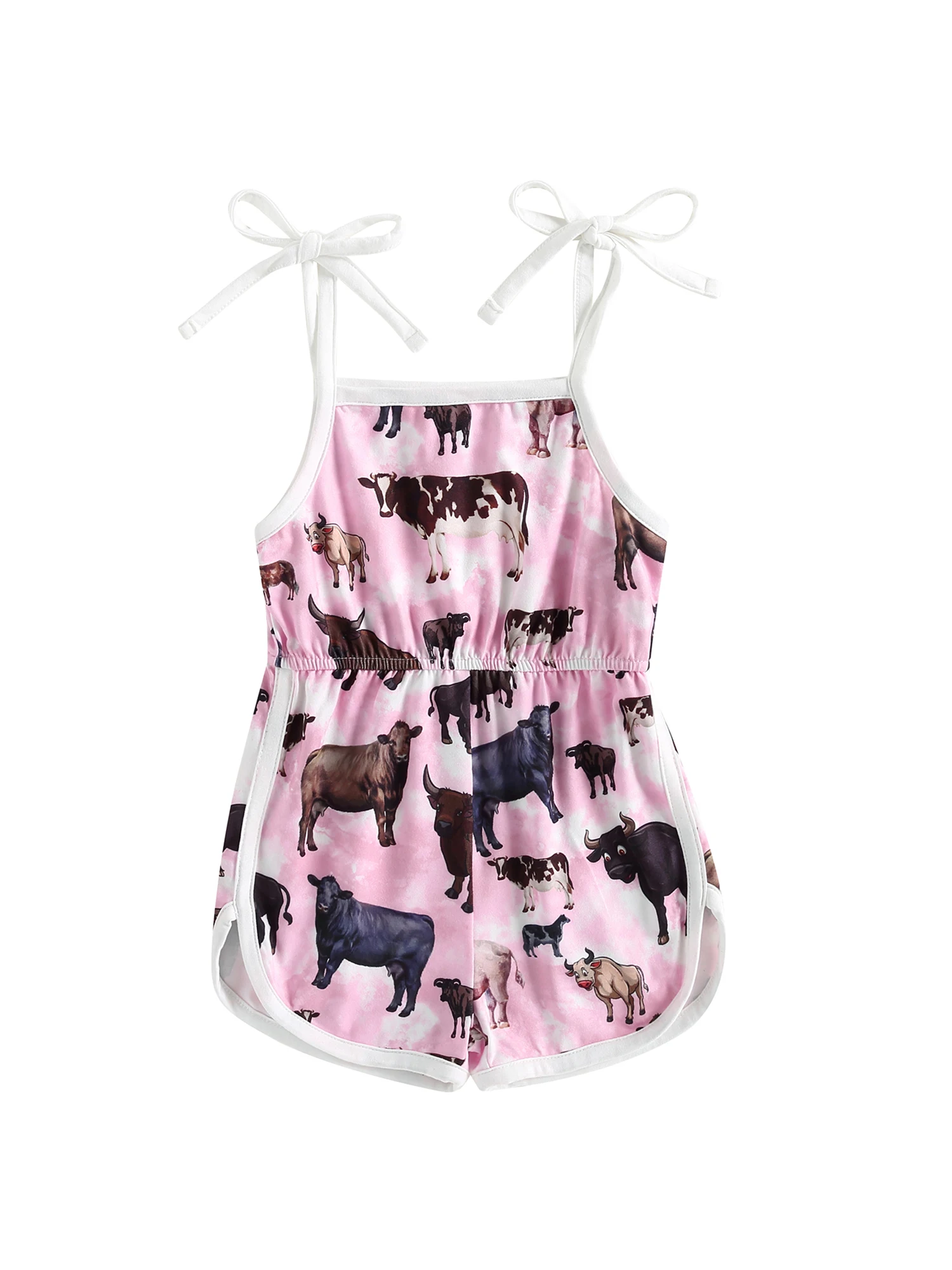 

Adorable Sleeveless Floral and Plaid Print Jumpsuit with Tie Shoulder for Toddler Baby Girls Summer Outfits