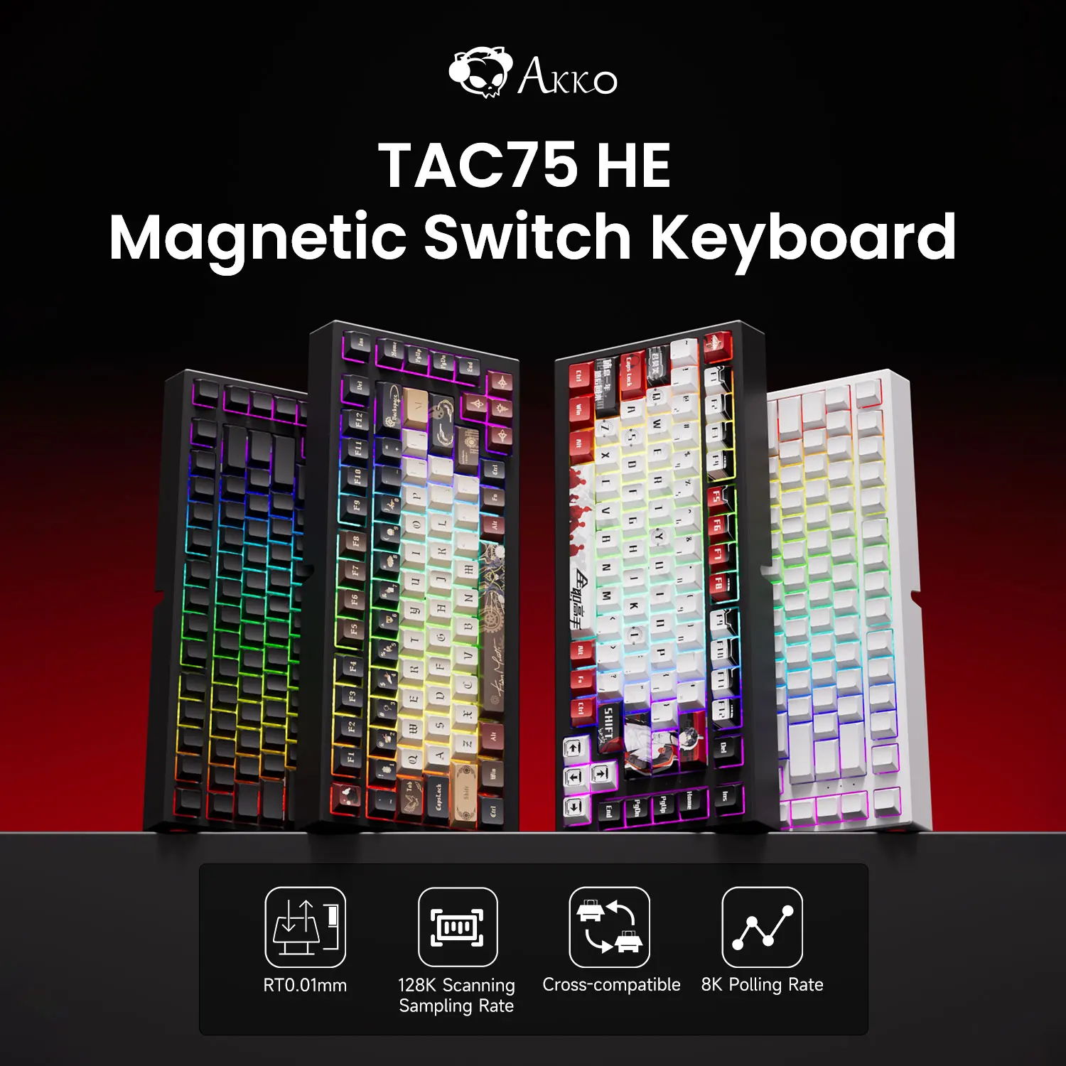 AKKO TAC75 HE Magnetic Switch Keyboard 75% Gaming Keyboards Rapid Trigger 0.01mm 8K RGB Wired Esports Custom Keyboard for Gamer