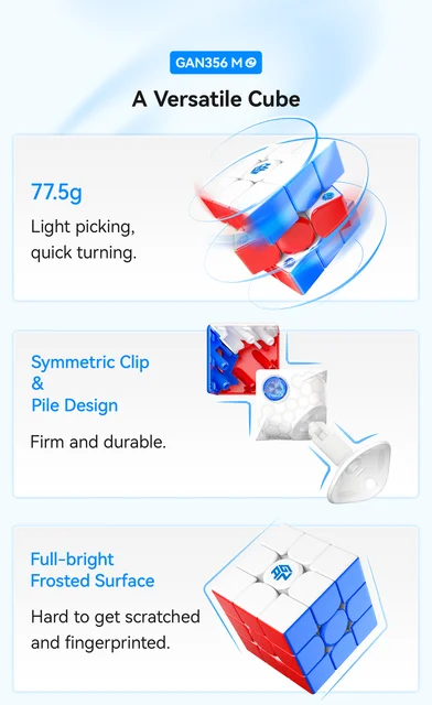 GAN 356 ME 3x3 Magnetic Magic cube Speed Cube Stickerless Professional Cube Fidget Toys GAN Magnetic Cube GAN356 ME UV 3