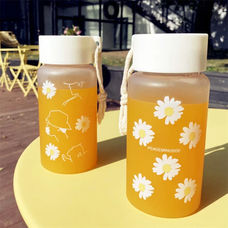 Water Bottle Portable Vacuum Flasks Summer Stainless Steel Thermos Bottle Kawaii Drink Items Plastic Cup Drinkware Transparent