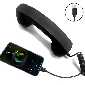 Ricevitore Telefonico Retrò da 3,5mm/Type-C, Auricolare Anti-Radiazioni con Microfono per Cellulari e Smartphone