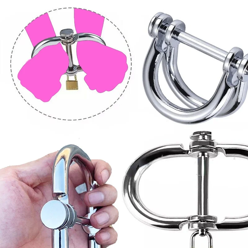 Male Female BDSM Bondage Semicircular Metal Steel Wrist Handcuffs sex handcuffs sex toys Slave Lockable Adult Game Restraints Roleplay