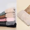Winter Female Cashmere Warm Suede Leather Cycling Mittens Double Thick Velvet Plush Wrist Women Touch Screen Driving Gloves 3