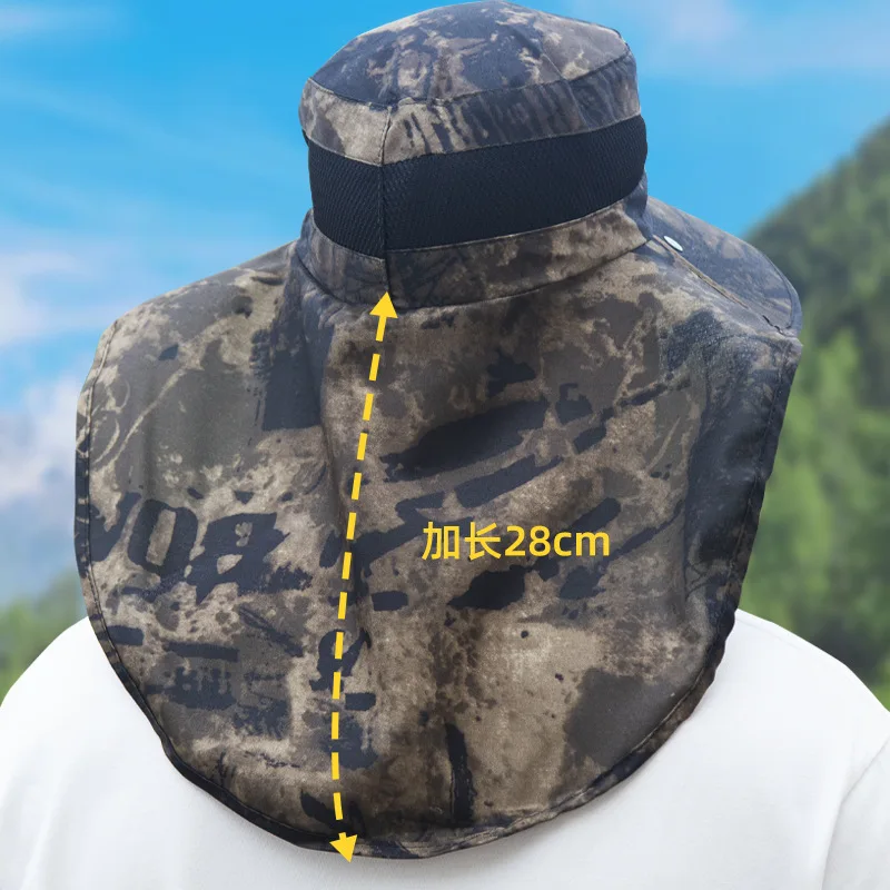 Tactical Man Summer Outdoor Shade Hat 58-60cm Face Mask Wide Brim Cap For Fishing Hunting Breathable Sunscreen Caps Unisex