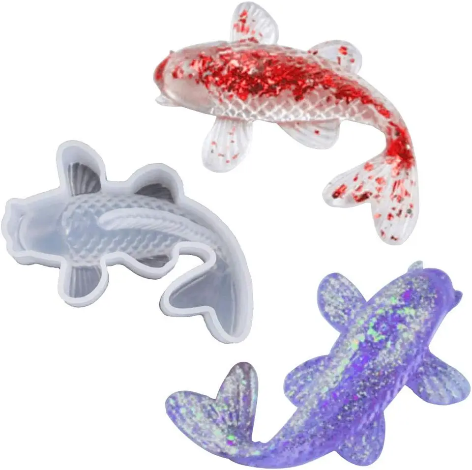Stampo In Silicone Per Resina A Forma Di Pesce Koi - 2 Pezzi - Ciondoli E Portachiavi Fai Da Te - 4