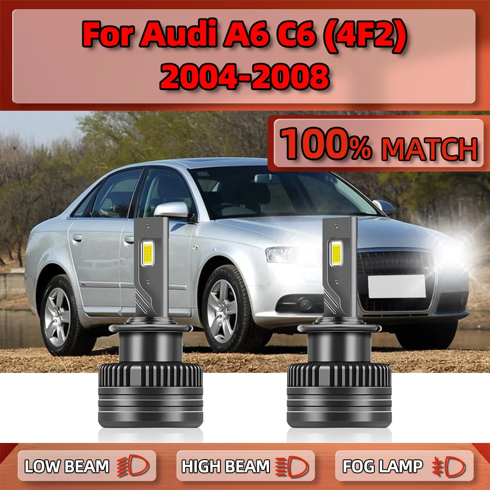 

120W 25000LM Car LED Headlights Bulbs 6000K White HID Xenon Headlamps 12V For Audi A6 C6 (4F2) 2004 2005 2006 2007 2008