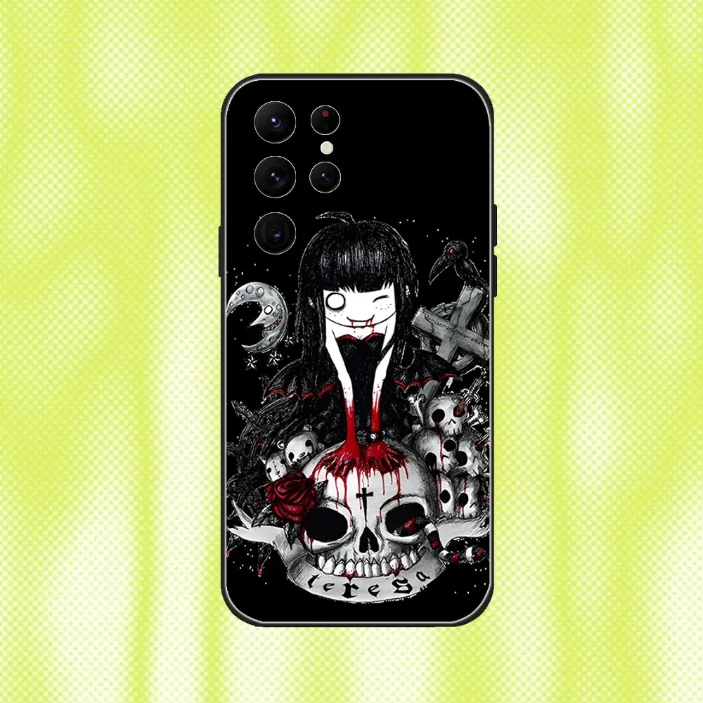 Chic Emo Goth Black Soft Phone Case - Stylish and Adorable Design