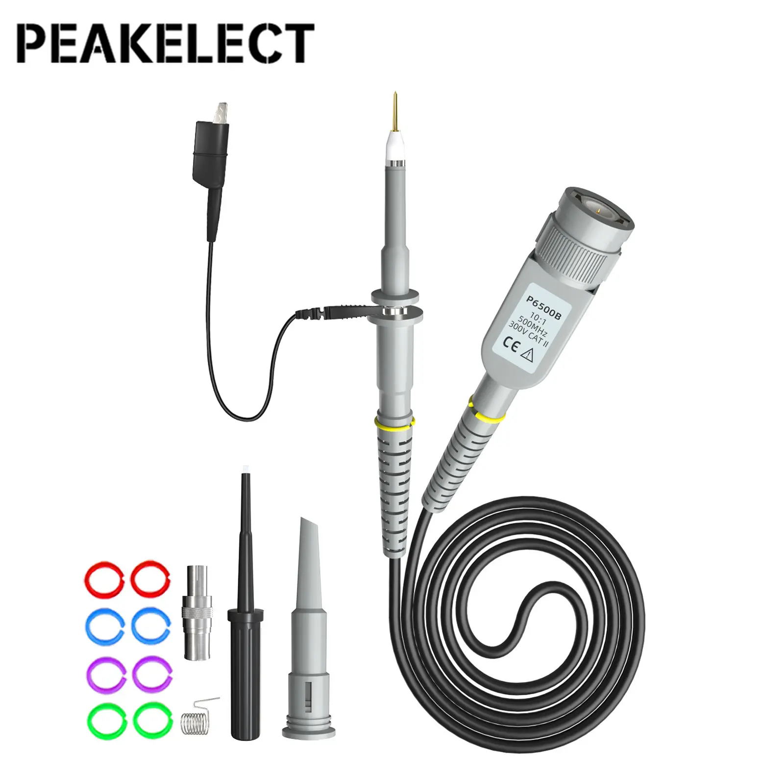 Peakelect P6500B 500MHz Oscilloscope Probe 10X 300V High Precision Test Probe 120cm For