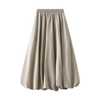 Summer New High Waist Slim Flower Bun Skirts Female Lantern Loose Skirt Korean Fashion Midi Long A- Line Skirt Elegant for Women - Image 4