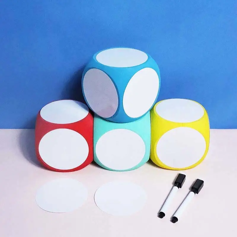 Dry Erase Whiteboard Magnetic Whiteboard Magnetic Dry Erase Board Educational White Board Dice Set-Dry Erase Block 4x4Inch Wipe Off Cube for Math Practice