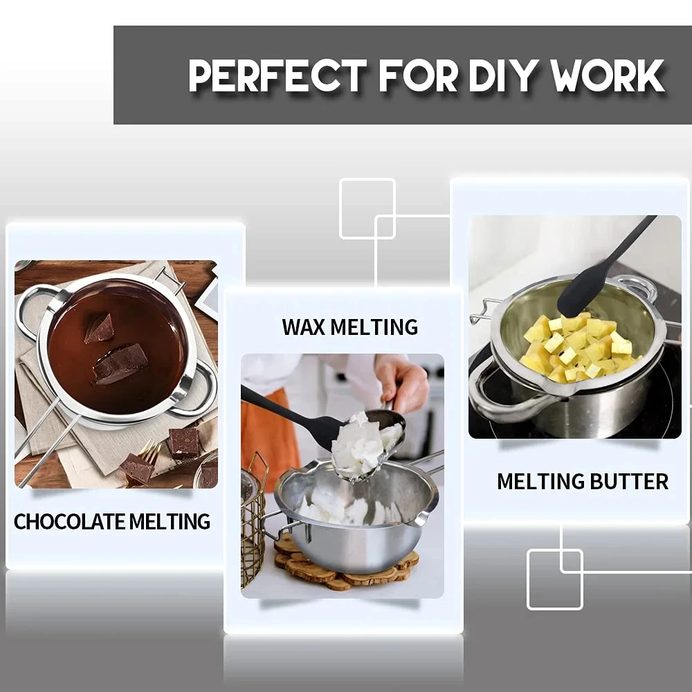 Description Picture 3 of item1200ml Candle Wax Melting Pot with 2400ml Stainless Steel Pot for Melting Chocolate Candy Candle Soap Wax Making Kit
